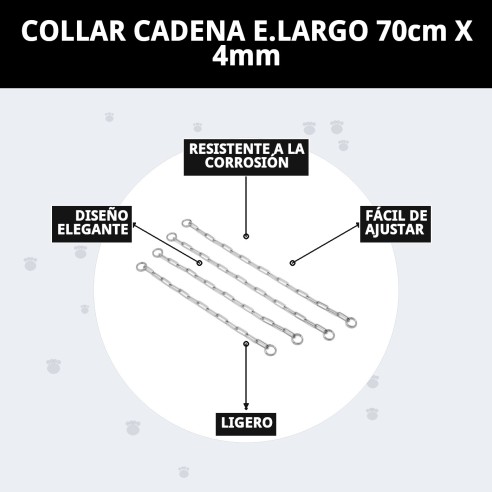 Collar de Cadena para Perros - 70cm x 4mm Resistente