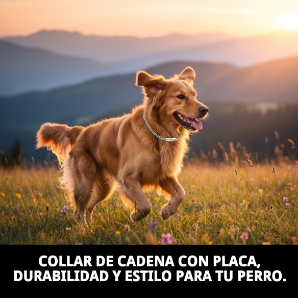 Collar Cadena con Placa 40cm x 3mm para Mascotas