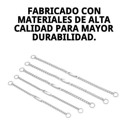 Collar Cadena con Placa 50cm x 3.5mm para Mascotas