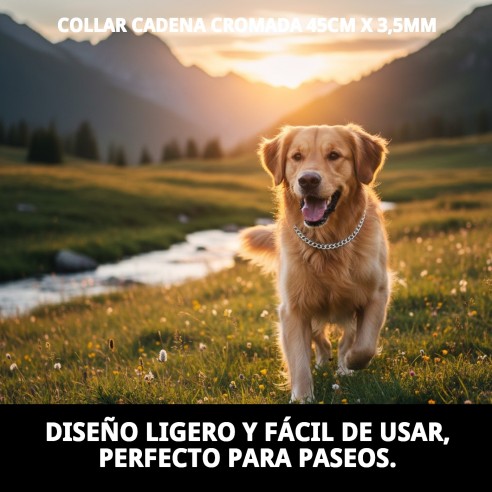 Collar Cadena Cromada 45cm x 3,5mm para tu mascota