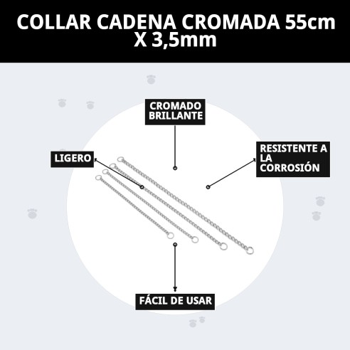 Collar Cadena Cromada 55cm x 3,5mm para Mascotas