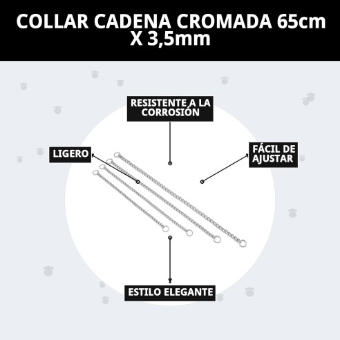 Collar Cadena Cromada 65cm - Resistencia y Estilo para Mascotas
