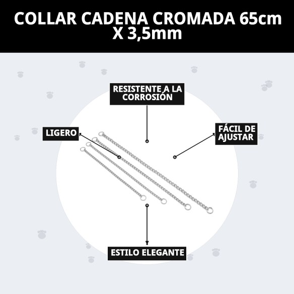 Collar Cadena Cromada 65cm - Resistencia y Estilo para Mascotas