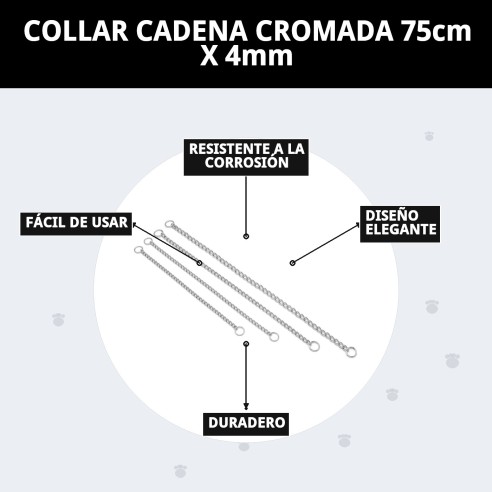 Collar de Cadena Cromada para Perro 75cm x 4mm