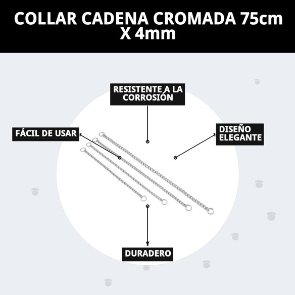 Collar de Cadena Cromada para Perro 75cm x 4mm