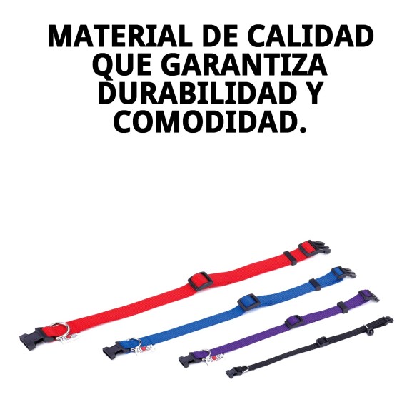 Collar de Nylon Liso con Cascabel para tu Mascota 23-35cm