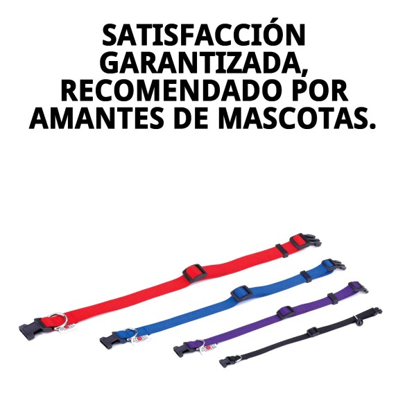 Collar de Nylon Liso con Cascabel para tu Mascota 23-35cm
