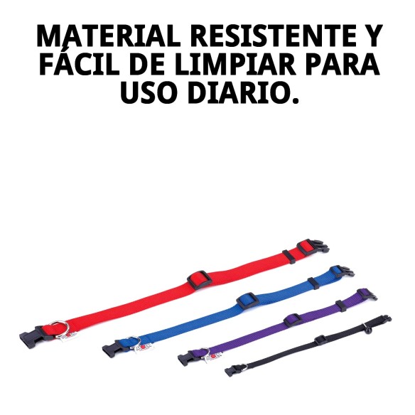 Collar de Nylon Liso Ajustable 25-40cm para Mascotas