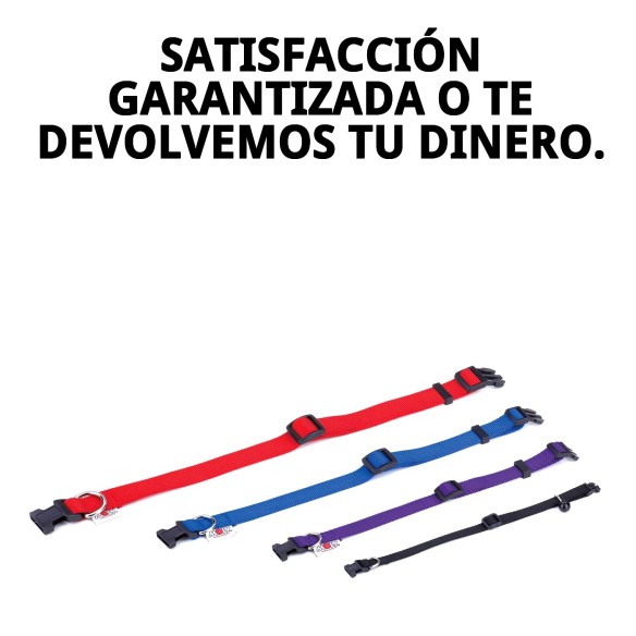 Collar de Nylon Liso Ajustable 25-40cm para Mascotas