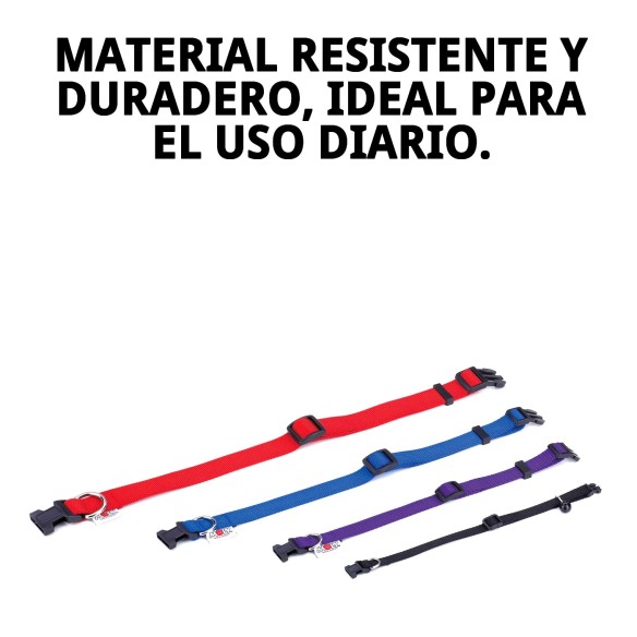 Collar de Nylon Liso Azul 35-55cm para Mascotas