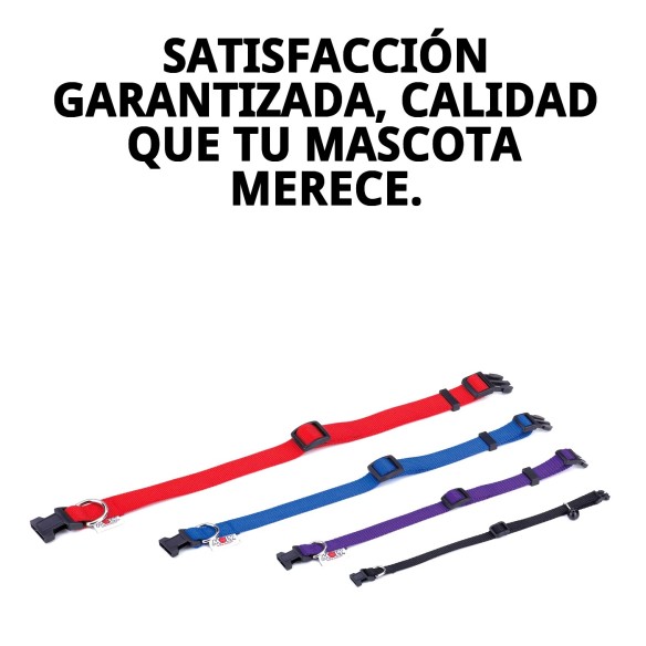 Collar de Nylon Liso Azul 35-55cm para Mascotas
