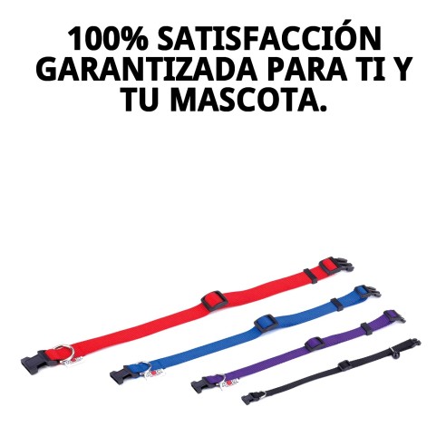 Collar Nylon Liso para Mascotas - Negro y Rosa 40-65cm