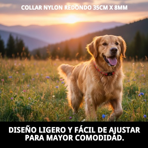 Collar de Nylon Redondo 35cm x 8mm - Comodidad y Estilo