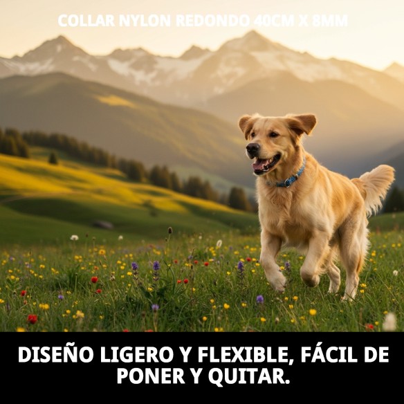 Collar de Nylon Redondo 40cm x 8mm para Mascotas