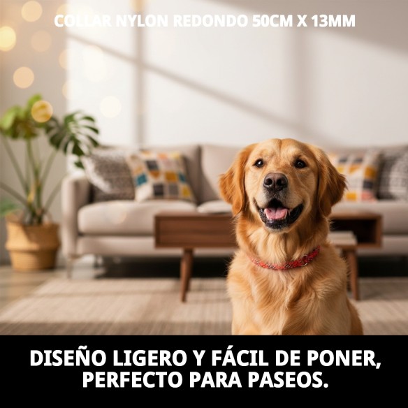 Collar Nylon Redondo 50cm X 13mm para Mascotas