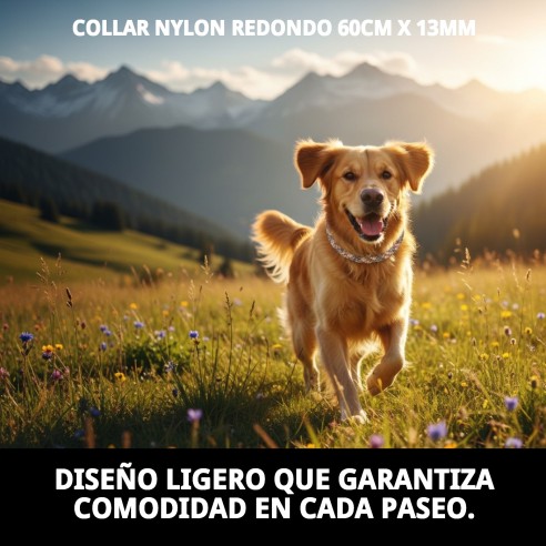Collar de Nylon Redondo 60cm x 13mm para Mascotas