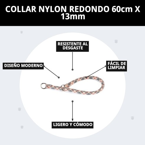 Collar de Nylon Redondo 60cm x 13mm para Mascotas