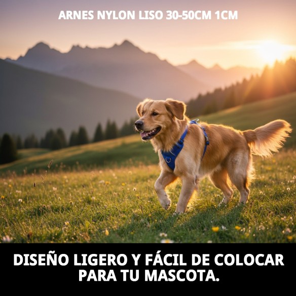 Arnés de Nylon Liso para Perros 30-50cm - Comodidad y Seguridad