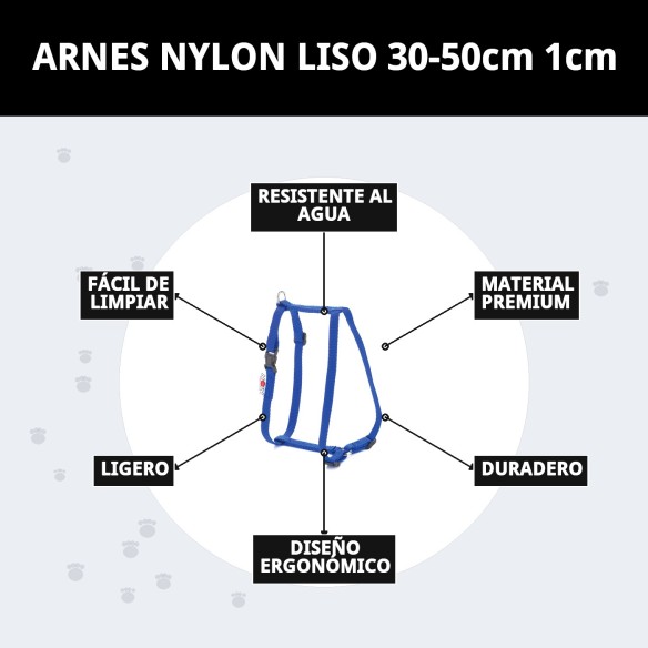 Arnés de Nylon Liso para Perros 30-50cm - Comodidad y Seguridad