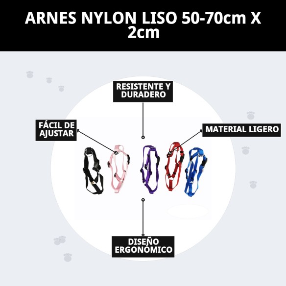 Arnés de Nylon Liso 50-70cm Ideal para Tu Mascota