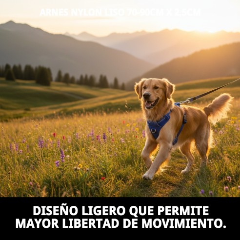 Arnés de Nylon Liso 70-90cm x 2,5cm para Mascotas