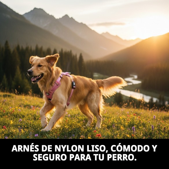 Arnes Nylon Liso Extra Rosa 90-110cm para Mascotas