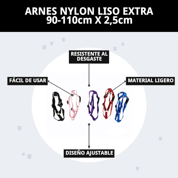 Arnes Nylon Liso Extra Rosa 90-110cm para Mascotas