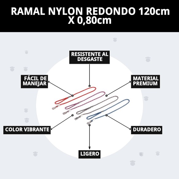 Ramal Nylon Redondo 120cm x 0,80cm para Mascotas