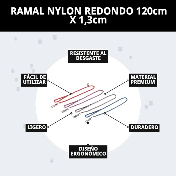 Ramal Nylon Redondo 120cm x 1,3cm para Mascotas