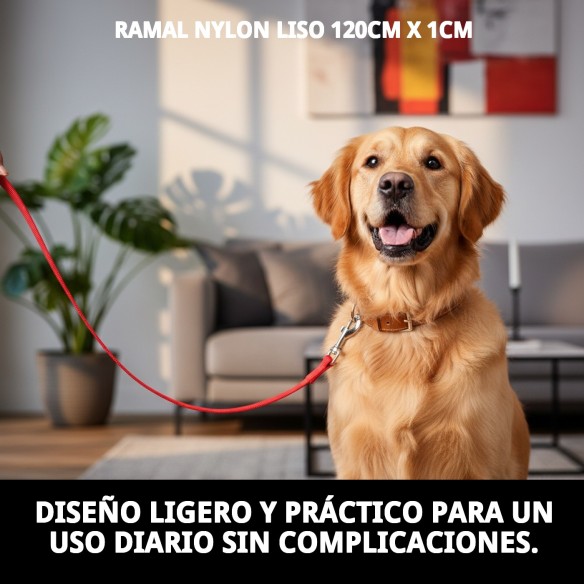 Ramal Nylon Liso 120cm x 1cm para Mascotas Seguras