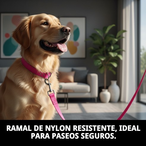 Ramal de Nylon Liso Rosa 120 cm x 2 cm para Mascotas