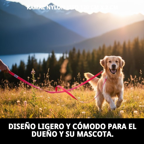 Ramal de Nylon Liso Rosa 120 cm x 2 cm para Mascotas