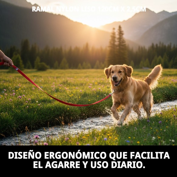 Ramal de Nylon Liso 120cm x 2,5cm para Mascotas