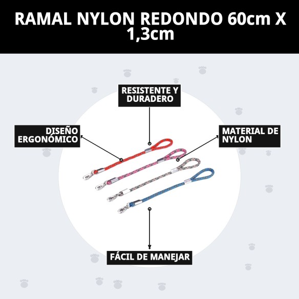 Ramal de Nylon Redondo 60cm x 1,3cm para Mascotas