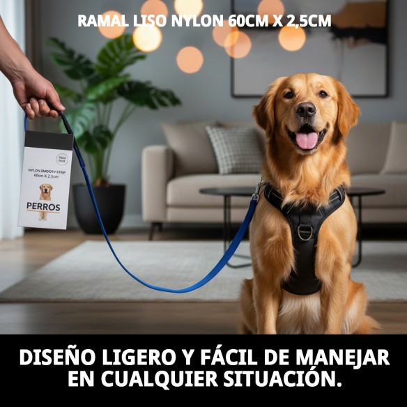 Ramal Liso de Nylon 60cm x 2,5cm para Mascotas