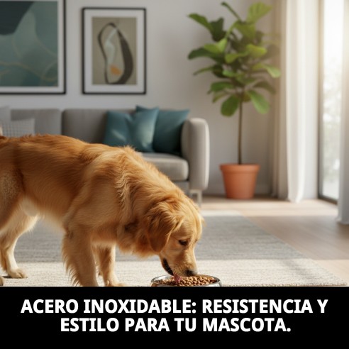 Comedero de Acero Anti-Deslizante 18cm - 0,90L para Mascotas