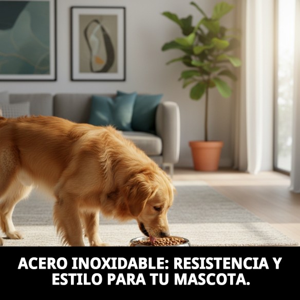 Comedero de Acero Anti-Deslizante 18cm - 0,90L para Mascotas