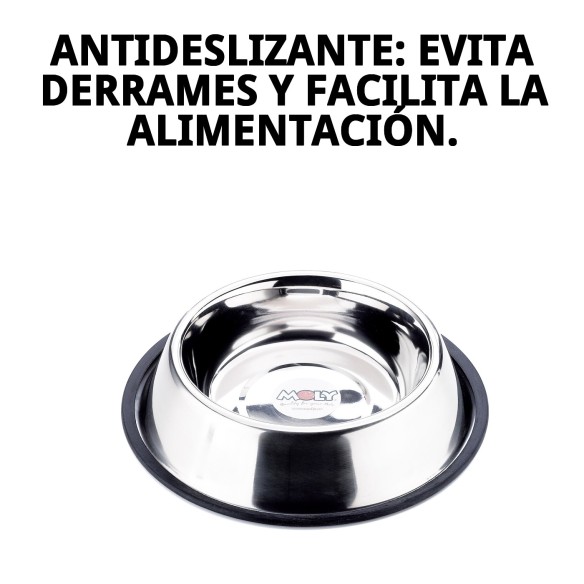 Comedero de Acero Anti-Deslizante 18cm - 0,90L para Mascotas