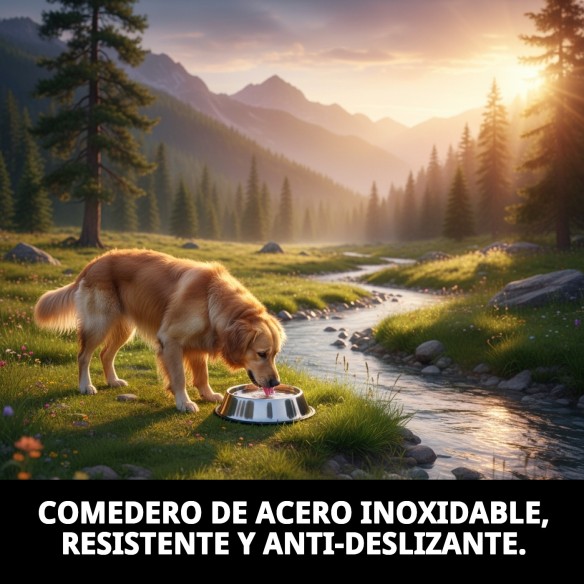 Comedero de Acero Anti-Deslizante 25cm - 2.35L Ideal Mascotas