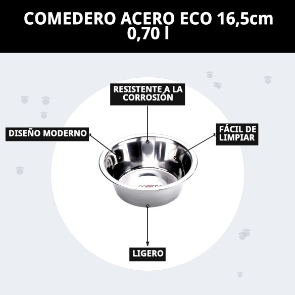 Comedero de Acero Eco 16,5cm para Mascotas - 0,70L