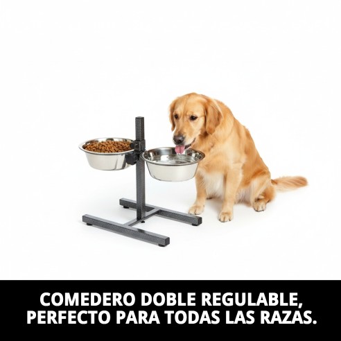 Comedero Doble Regulable 25cm - Ideal para tus Mascotas