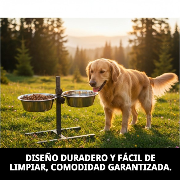 Comedero Doble Regulable 25cm - Ideal para tus Mascotas