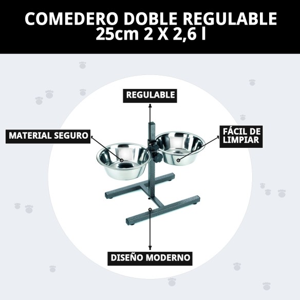 Comedero Doble Regulable 25cm - Ideal para tus Mascotas