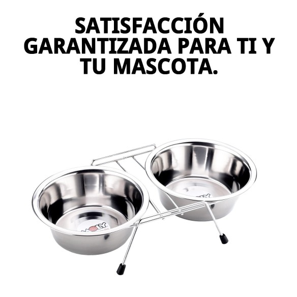 Comedero Doble 21cm con Soporte - Ideal para Mascotas