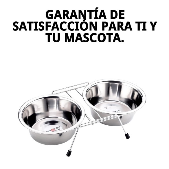 Comedero Doble 25cm con Soporte - Ideal para Mascotas