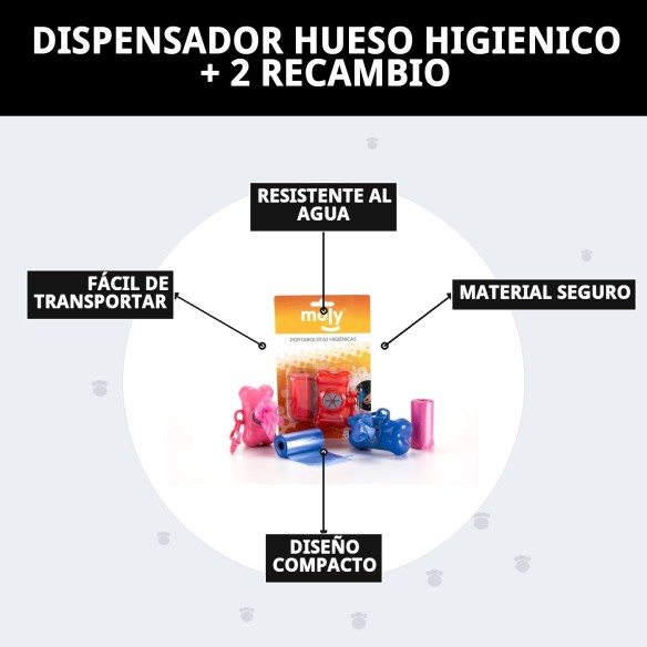 Dispensador Hueso Higiénico con Recambios para Perros