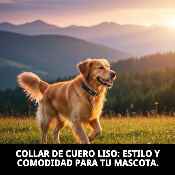 Collar de Cuero Liso 27x1.2 cm para Mascotas Elegantes