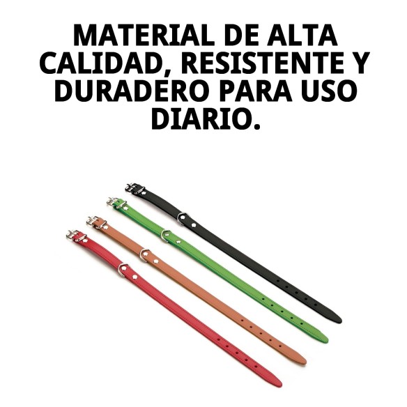 Collar de Cuero Liso 27x1.2 cm para Mascotas Elegantes