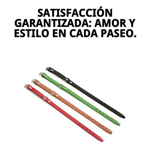 Collar de Cuero Liso 27x1.2 cm para Mascotas Elegantes