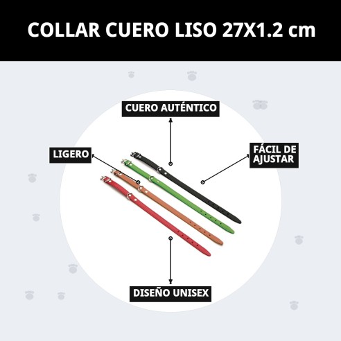 Collar de Cuero Liso 27x1.2 cm para Mascotas Elegantes